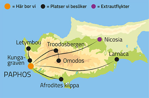 Geografisk karta ver Cypern.